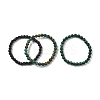 3Pcs 3 Style Natural African Turquoise(Jasper) & Black Agate Round Beaded Stretch Bracelets Set PW23030764297-3