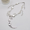 Moon Star Alloy & Silver Color Plastic Imitation Pearl Big Pendant Necklaces for Women FS-WG21961-01-1