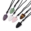 Natural Mixed Gemstone Sailor's Knot Pendant Necklace with Nylon Cord for Women NJEW-E091-02-1