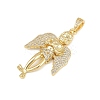 Brass Micro Pave Cubic Zirconia Pendants KK-P323-09G-2