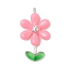 Opaque Acrylic Flower Beads with Iron Bead Caps and 304 Stainless Steel Flat Head Pins and Spray Painted Transparent Glass Beads Pendants PALLOY-JF03617-02-3