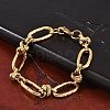 304 Stainless Steel Rolo Link Chain Bracelets for Women BJEW-F488-41G-2