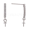 Anti-Tarnish Rhodium Plated 925 Sterling Silver Stud Earring Findings STER-L057-052P-3