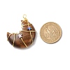 Natural Tiger Eye Copper Wire Wrapped Pendants PALLOY-JF01639-02-2