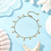 304 Stainless Steel Shell Shape Tassle Paperclip Chain Anklets AJEW-AN00751-2