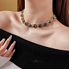 Alloy Full Rhinestone Flower Link Chain Necklaces for Women WGB743E-04-1