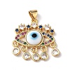 Lampwork Evil Eye Pendants with Colorful Cubic Zirconia ZIRC-L102-13G-09-2