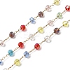 Handmade 304 Stainless Steel Chains with Faceted Rondelle Glass Beads CHS-K020-17G-1
