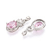 Brass Micro Pave Cubic Zirconia Pendants KK-T072-55P-2