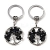 Synthetic Blue Goldstone Flat Round with Tree of Life Pendant Keychain KEYC-E023-03X-1