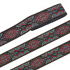 National Style Polyester Jacquard Flower Ribbon for Garment Accessories OCOR-WH0097-39B-1