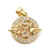 Rack Plating Brass Micro Pave Clear Cubic Zirconia Pendants KK-A206-09G-1
