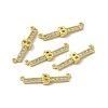 Rack Plating Brass Micro Pave Clear Cubic Zirconia Connector Charms KK-C007-37G-B-1