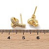 knot Brass Micro Pave Clear Cubic Zirconia Stud Earrings EJEW-F895-16G-5