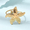 Starfish 304 Stainless Steel Cuff Open Rings for Women RJEW-A105-01G-1