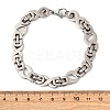 201 Stainless Steel Hollow Oval Byzantine Chain Bracelets BJEW-B078-145P-1-2