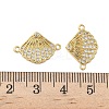 Brass Micro Pave Cubic Zirconia Shell Shaped Connector Charms KK-P325-06G-3