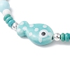 Synthetic Turquoise & Porcelain & Dyed Natural Howlite Beads Stretch Bracelets for Women BJEW-JB11793-02-3