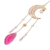 Wire Wrapped Natural Rose Quartz Moon with Tree of Life Pendant Decorations HJEW-K046-07G-05-3