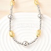 Two Tone Brass Round and Oval Beaded Necklaces NJEW-D314-08PG-1