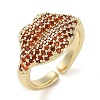 Rack Plating Brass Micro Pave Cubic Zirconia Open Cuff Rings RJEW-K266-01G-01-1