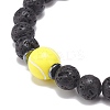 Natural Lava Rock & Synthetic Hematite & Acrylic Beaded Stretch Bracelet BJEW-JB08553-03-4