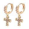 Brass Micro Pave Clear Cubic Zirconia Hoop Earrings EJEW-C121-18G-1