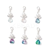 Heart Angel Glass & Glass Pearl Pendant Decorations HJEW-JM03773-04-2
