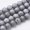Electroplate Natural Druzy Geode Weathered Agate Beads Strands G-S284-10mm-07-1