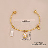 304 Stainless Steel & Natural Shell & Crystal Rhinestone & Plastic Pearl Cuff Bangles FS-WGEF24F-02-1