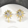 Brass Micro Pave Clear Cubic Zirconia Stud Earrings KK-B124-13PG-1
