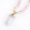 Natural Rose Quartz and Natural Quartz Crystal Pendant Necklaces NJEW-I220-03-2