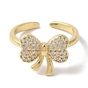 Bowknot Brass Micro Pave Clear Cubic Zirconia Open Cuff Rings for Women LS-RJEW-C098-03G-2