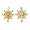 Rack Plating Brass Clear Cubic Zirconia Helm Connector Charms KK-C084-20G-1