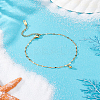 1Pc 304 Stainless Dapped Chain Round Charm Anklets for Women AJEW-LP0007-61-1