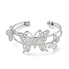Butterfly Rack Plating Brass 2-Strand Open Cuff Bangles for Women BJEW-P322-01P-2