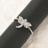 304 Stainless Steel Crystal Rhinestone Cuff Rings for Women RJEW-G338-02P-1