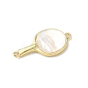 Brass Pave Natural Shell Racket Pendants KK-L239-067G-01-2