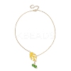 Handmade Glass Seed Beaded Leaf Shape Pendant Brass Cable Chain Necklaces for Women NJEW-MZ00127-03-4
