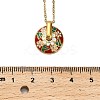 304 Stainless Steel Enamel Flat Round Necklaces for Women NJEW-Q028-01C-G-3