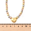 Three-color Brass Heart & Round Beaded Necklaces for Women NJEW-D314-10PG-5