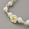 2Pcs Glass Seed Round Beads Stretch Bracelets & Plumeria Resin Beads Braided Bead Bracelets for Women BJEW-WH0023-64B-2