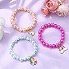 3Pcs 3 Colors ABS Plastic Imitation Pearl Beads Stretch Bracelets BJEW-JB11584-1