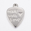 Non-Tarnish 304 Stainless Steel Phrase Pendants STAS-G172-38P-1