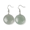 Natural Green Aventurine Flat Round Dangle Earrings EJEW-D188-03P-03-1