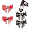 4Pcs 2 Colors Bowknot Polyester Rhinestone Shoe Decorations AJEW-HY0001-80A-1