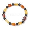 Natural Amber and Lava Rock Beads Stretch Bracelets for Women Men BJEW-JB13385-2