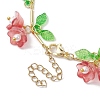 Flower Glass & Acrylic Charm Bracelets BJEW-JB10443-03-4