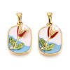 304 Stainless Steel Rhinestone & Enamel & ABS Imitation Pearl Pendants STAS-T072-85A-G-1
