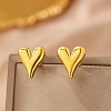 304 Stainless Steel Heart Stud Earrings LS-EJEW-F398-01G-1